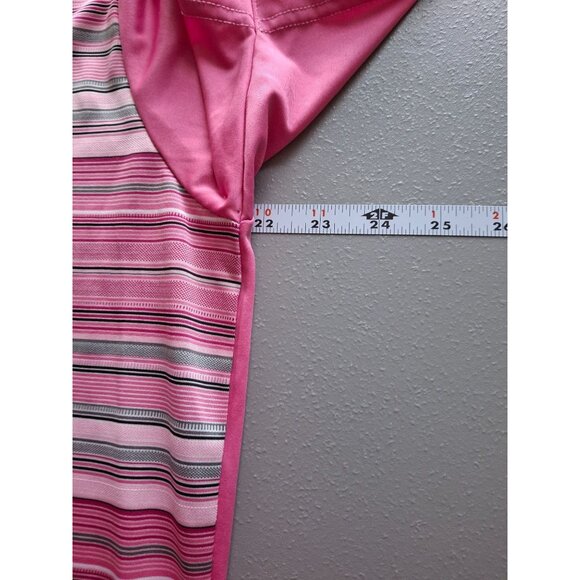 Antigua Polo Golf Shirt L Pink Striped  Short Sleeve Preppy Beach Vacation - Picture 6 of 7